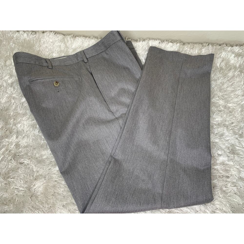 Lands' End Gray Flat Front Cotton Traditional Fit Chinos Sz 36